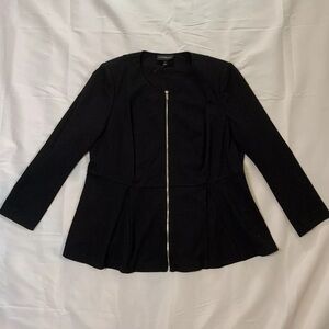 Lane Bryant Women’s Blazer Size 26 Black Zip Up Long Sleeve Shoulder Pads